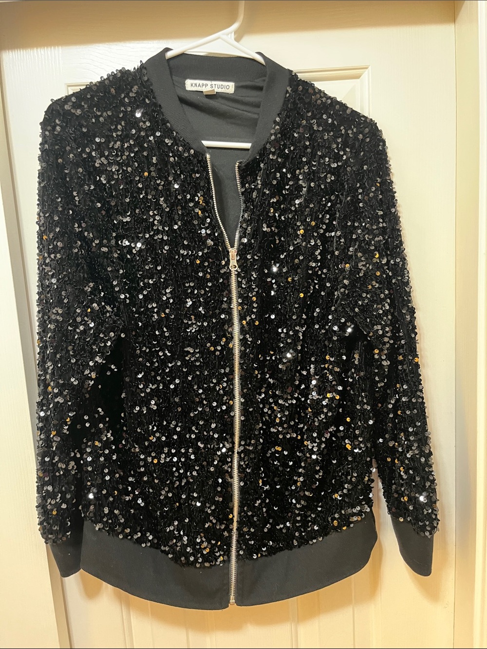 Knapp Studio Black Sequin Bomber Jacket
